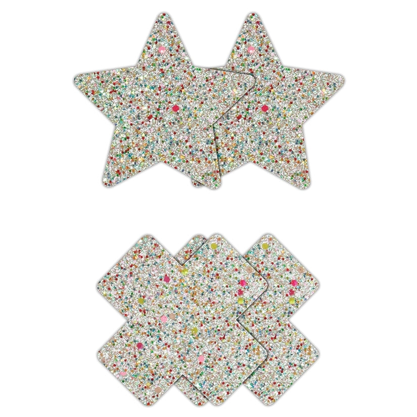 Pasties - Glitter Star & Cross 2pk
